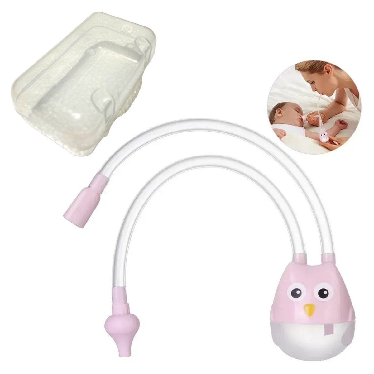 GENERICO - Aspirador Nasal Para Bebe Buho Rosado con Estuche
