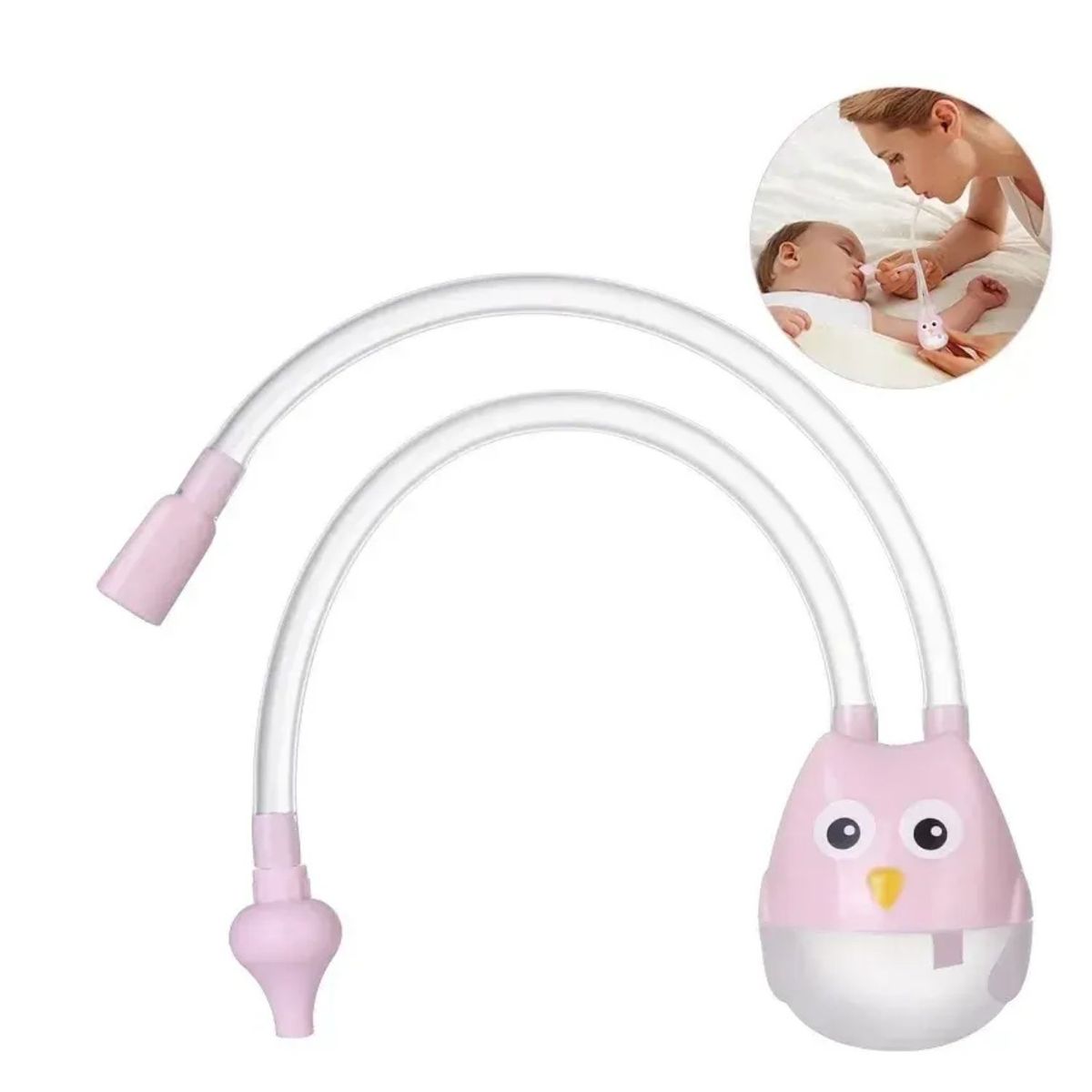 GENERICO - Aspirador Nasal Para Bebe Buho Rosado con Estuche