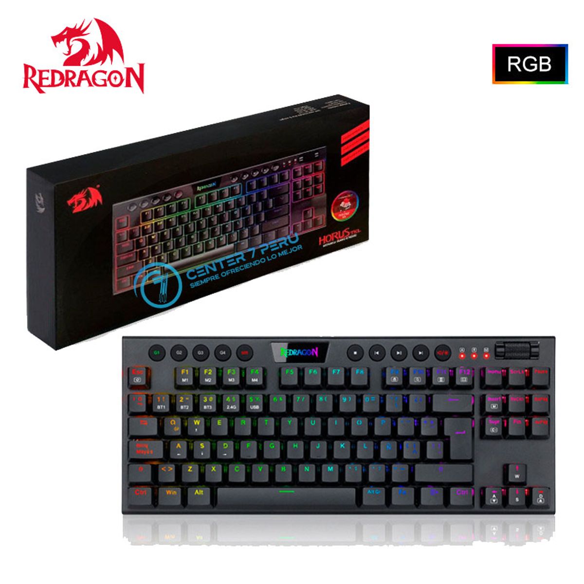 REDRAGON - Teclado Redragon HORUS TKL K621-RGB-SP RED SWITCH Wireless Spanish