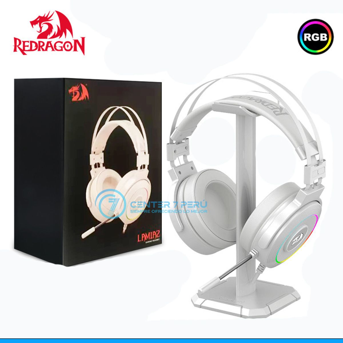 REDRAGON - AUDIFONOS REDRAGON LAMIA H320 USB 7.1 RGB BLANCO