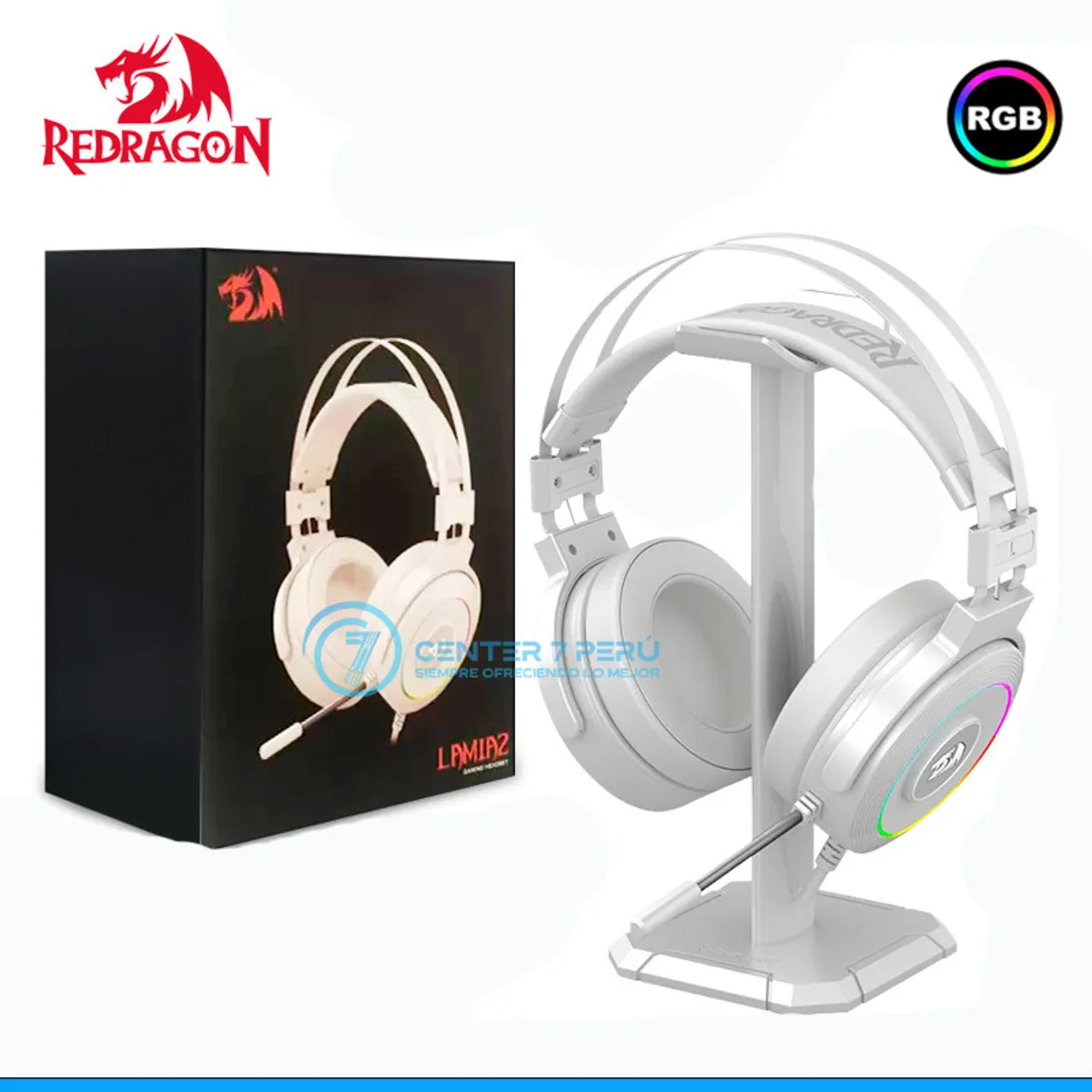 REDRAGON - AUDIFONOS REDRAGON LAMIA H320 USB 7.1 RGB BLANCO