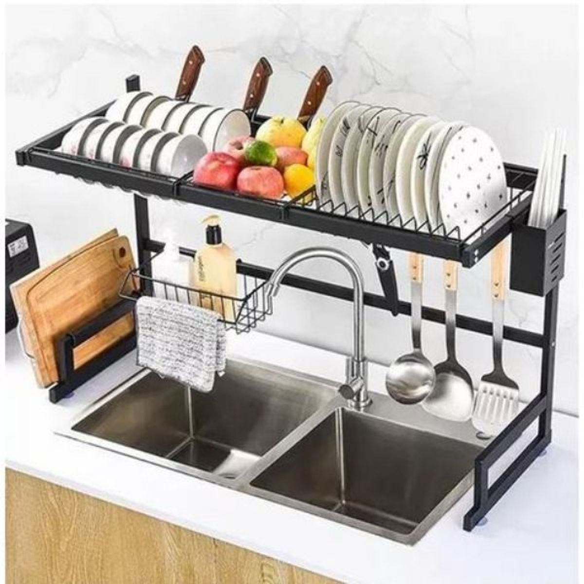 GENERICO - Escurridor Organizador De Platos Cocina Acero Inoxidable