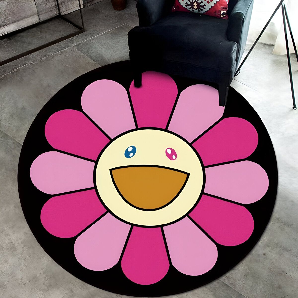 ELMEJORPRECIO - Alfombra Circular Para Dormitorio Diseño Girasol Rosado