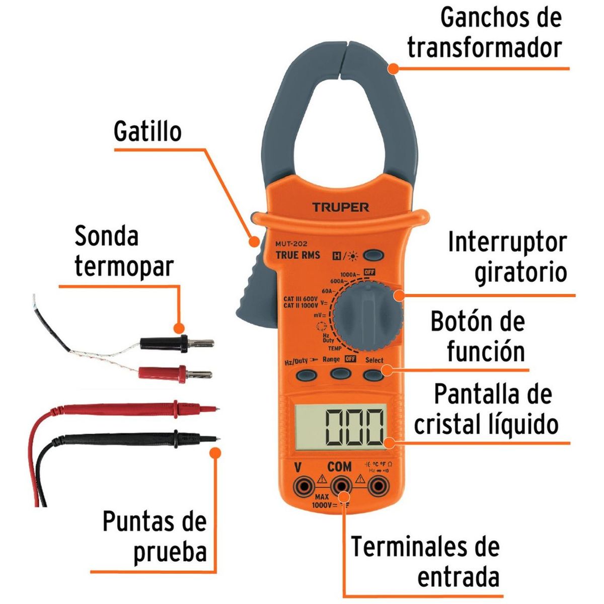 TRUPER - Combo Pinza amperimetrica con Probador de corriente Truper