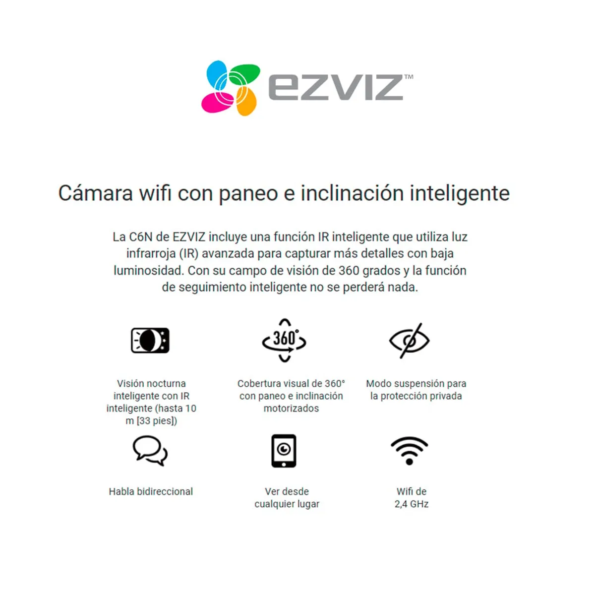 EZVIZ - Cámara de seguridad inteligente para interiores C6N Full Hd  Ezviz + SD 128 GB