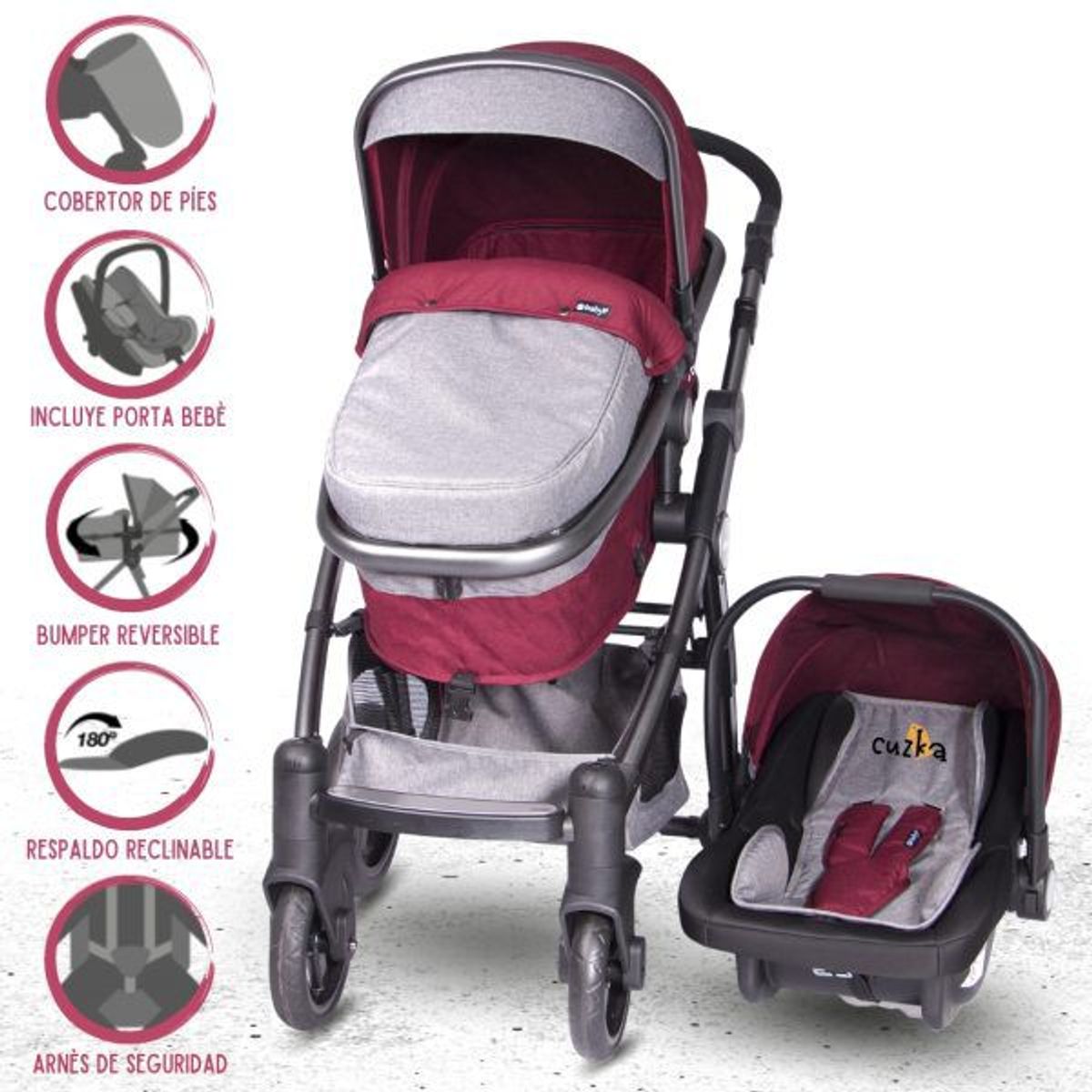 EBABY - Coche Para Bebe Travel System «TAINY DELUXE» Red