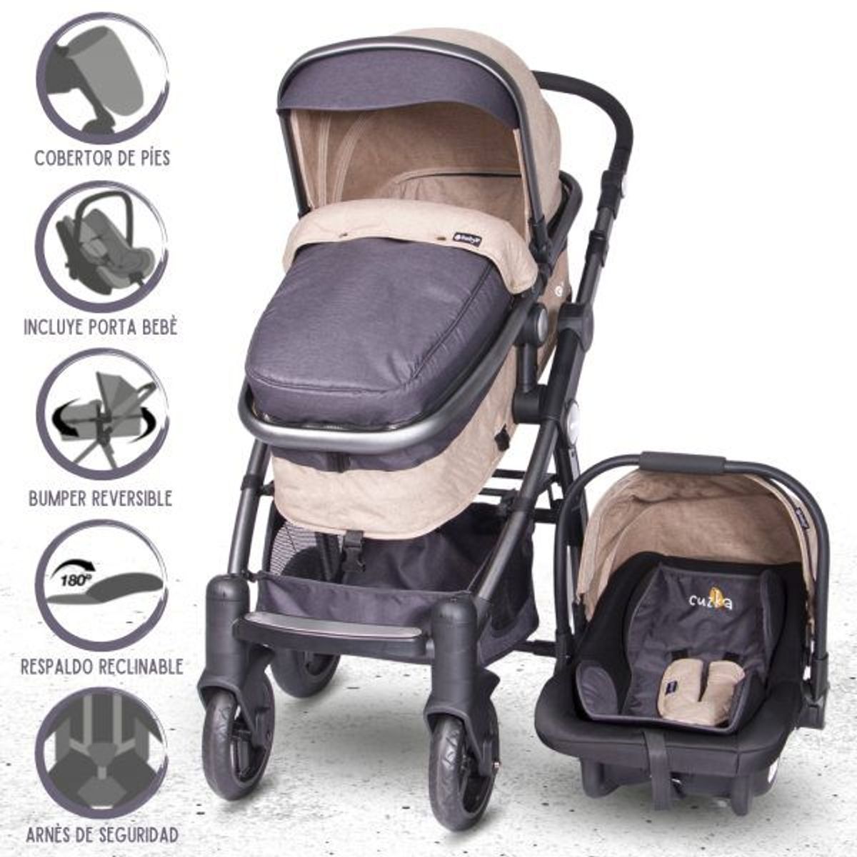EBABY - Coche Para Bebe Travel System «TAINY DELUXE» Beige