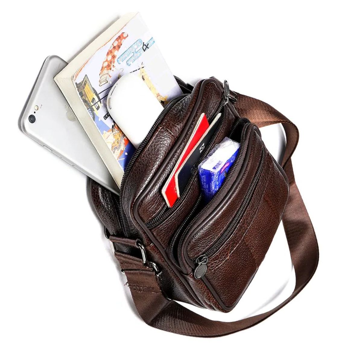 GENERICO - Morral de Cuero Vacuno Hombre