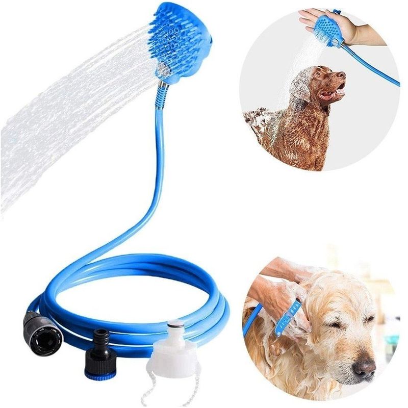 GENERICO - Set ducha masajeador para bañar perros y mascotas quita pelo