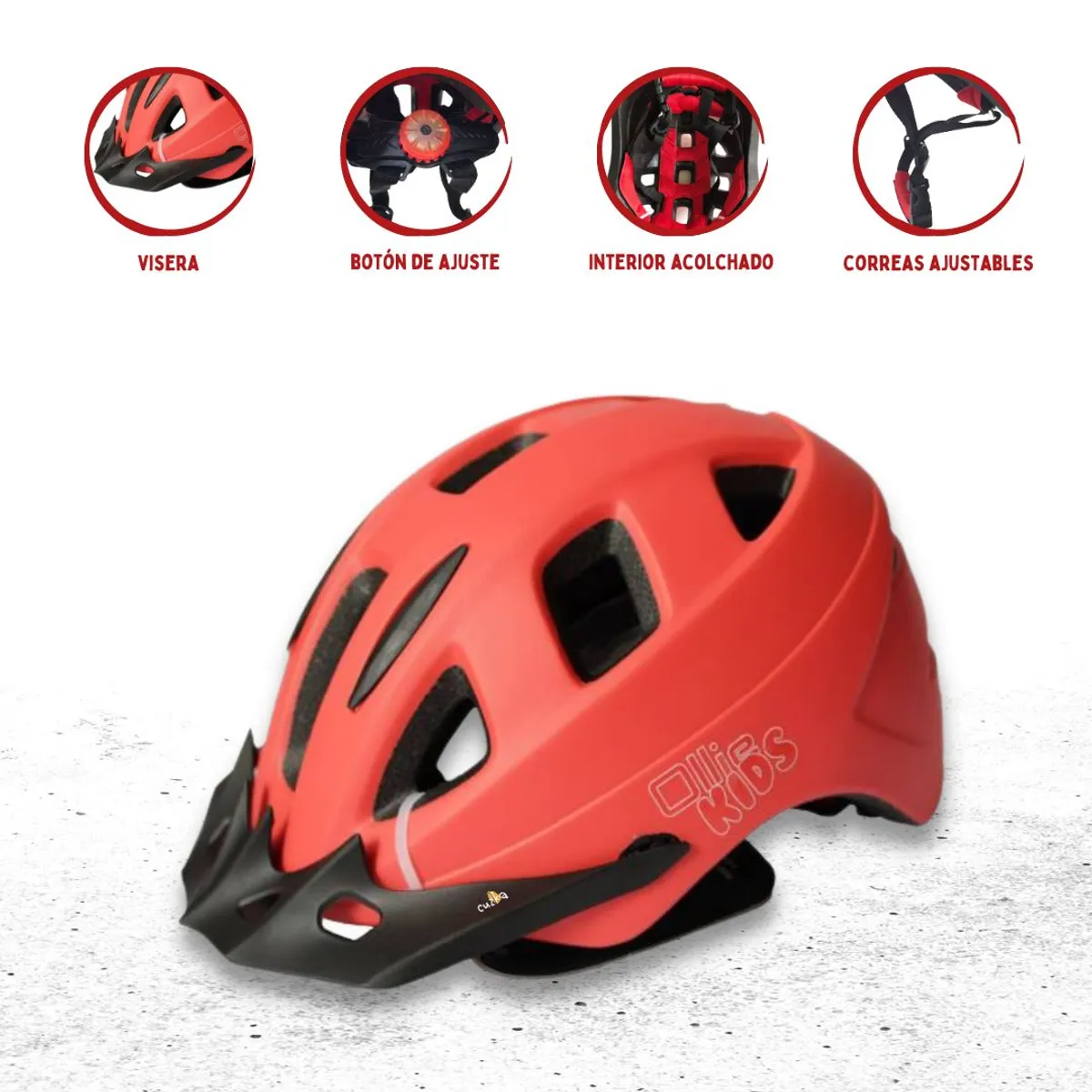 OLLIE - Casco Protector Regulable Para Niño »AERODINAMICO» Red
