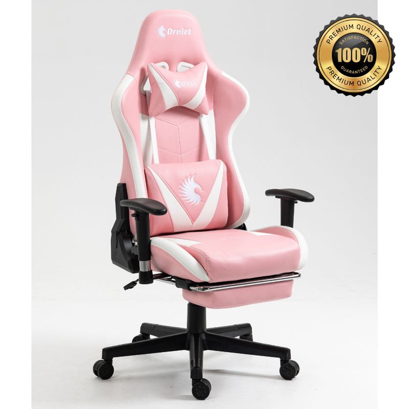 DREIZT - Silla Gamer Dreizt Apolo Series Rosado 180° Alta Calidad con Posapies
