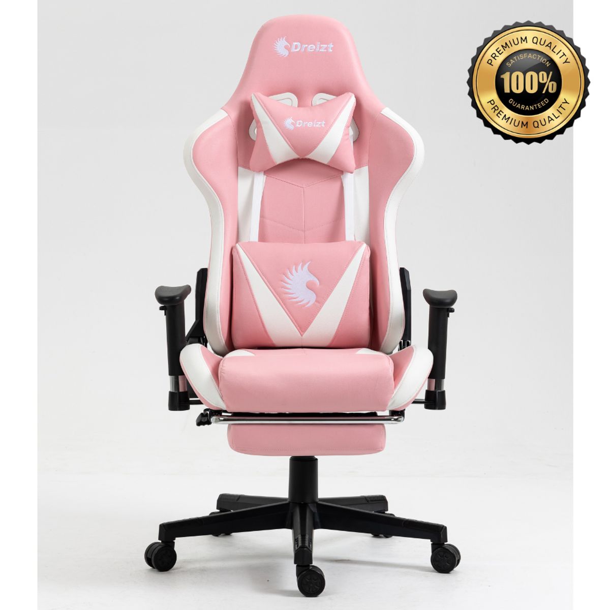 DREIZT - Silla Gamer Dreizt Apolo Series Rosado 180° Alta Calidad con Posapies
