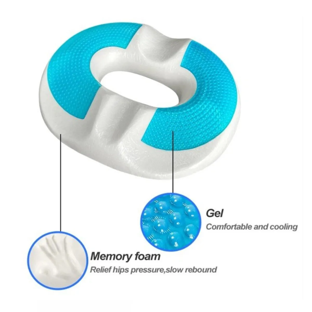 GENERICO - Cojín anti-hemorroides y diseño ortopédico