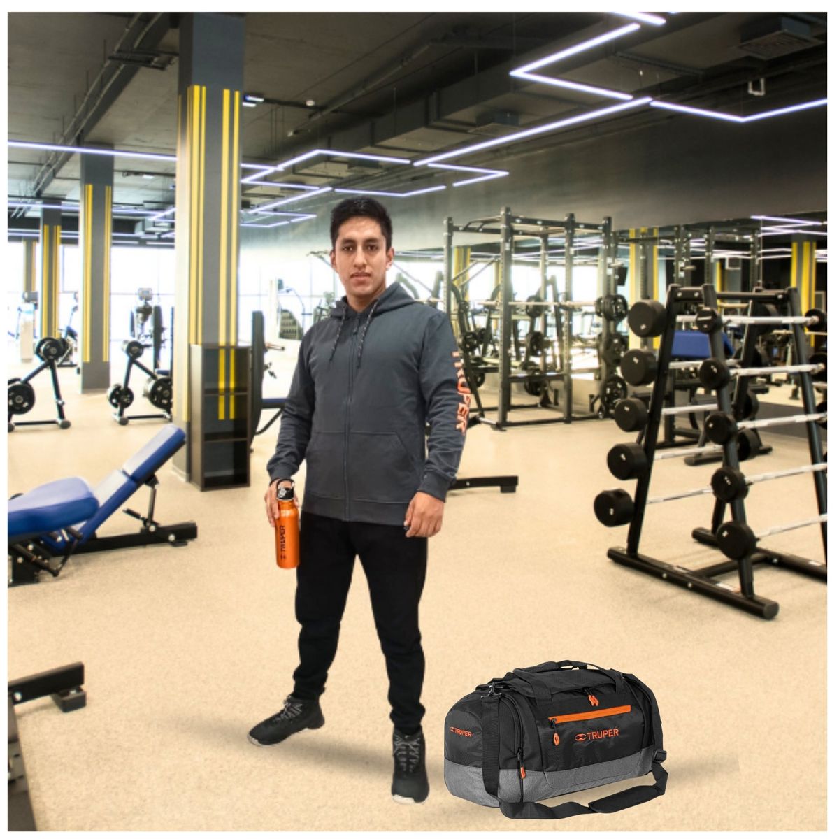 TRUPER - kit Maleta deportiva con polera de algodón y tomatodo COMBO TRUPER