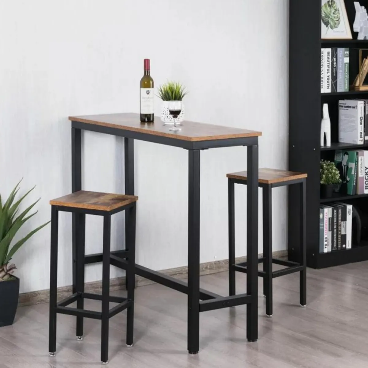 VENTITAS HOME - Combo Mesa de Comedor Industrial + 2 Sillas Industriales