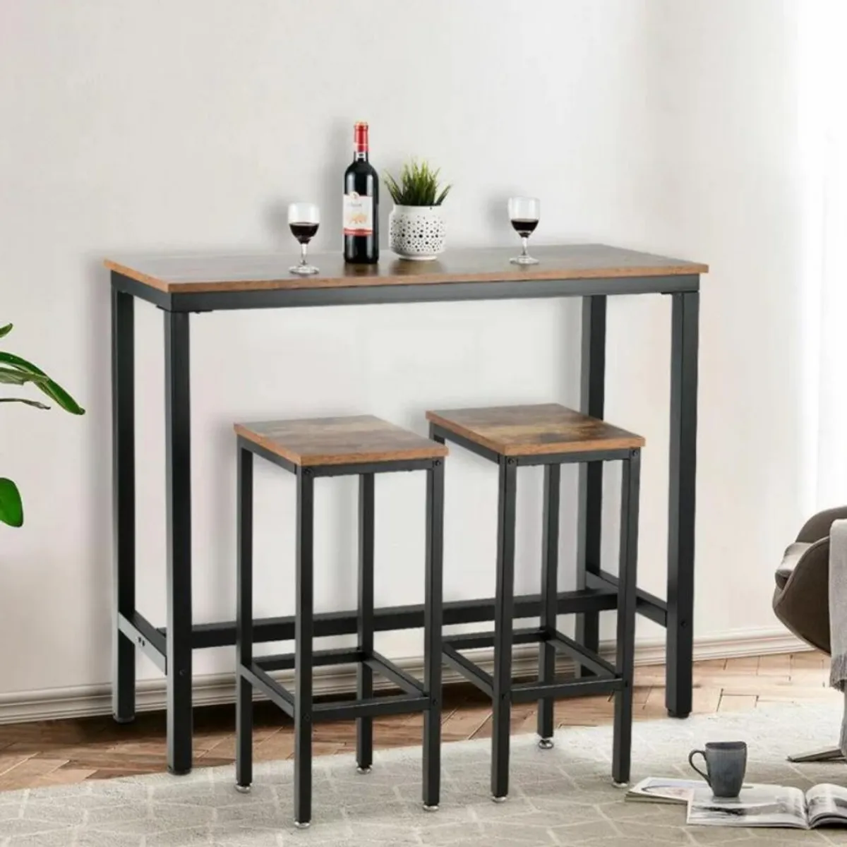 VENTITAS HOME - Combo Mesa de Comedor Industrial + 2 Sillas Industriales