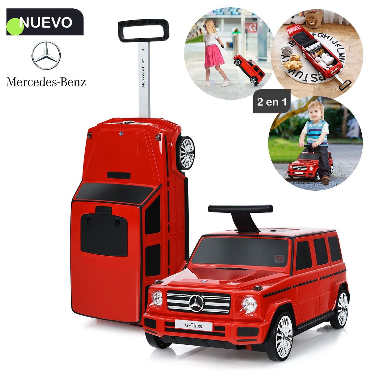 MERCEDES BENZ - Correpasillos 2 en 1 Maleta Rojo