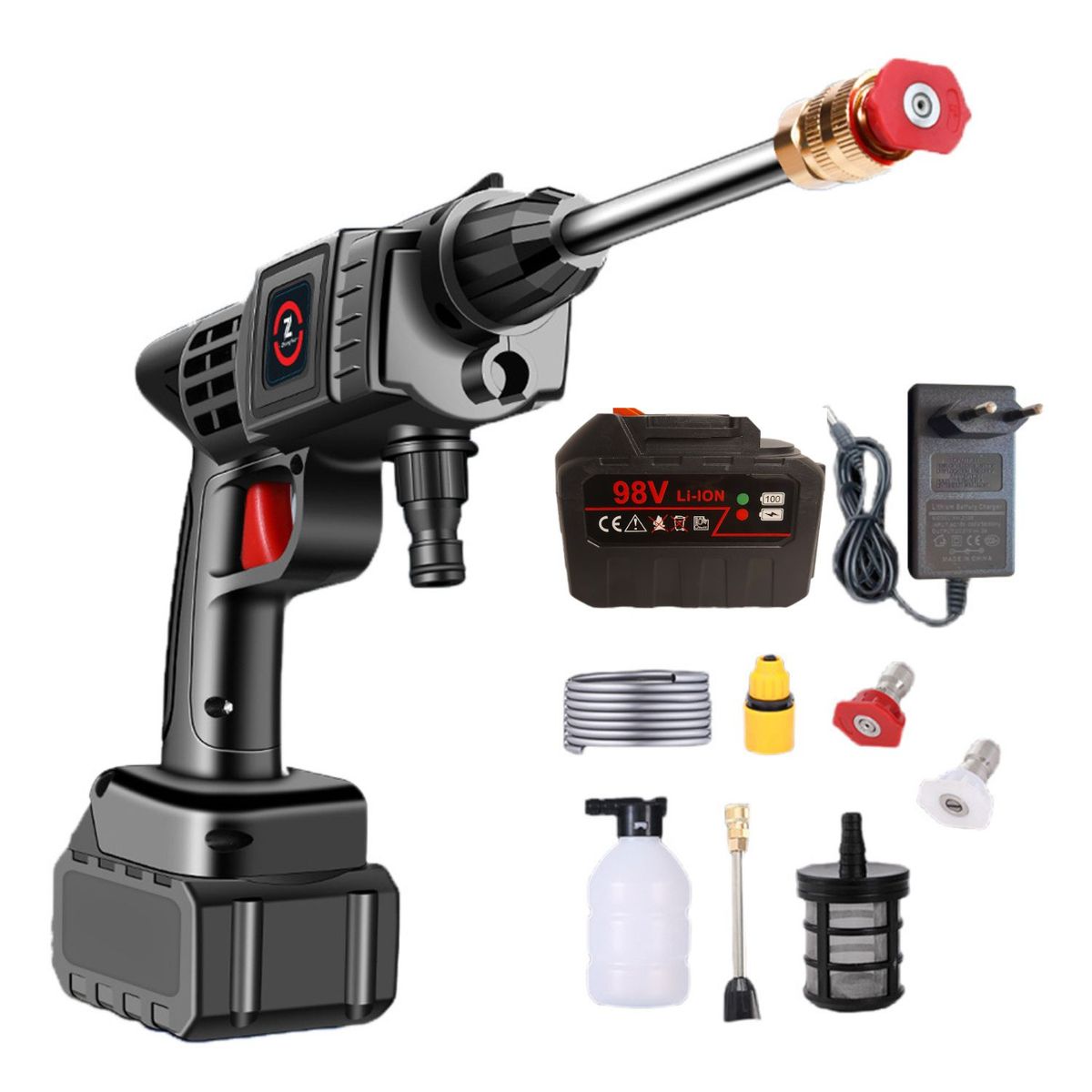 ROHS - Hidrolavadora Portatil Recargable con bateria de 98V Bateria GRANDE