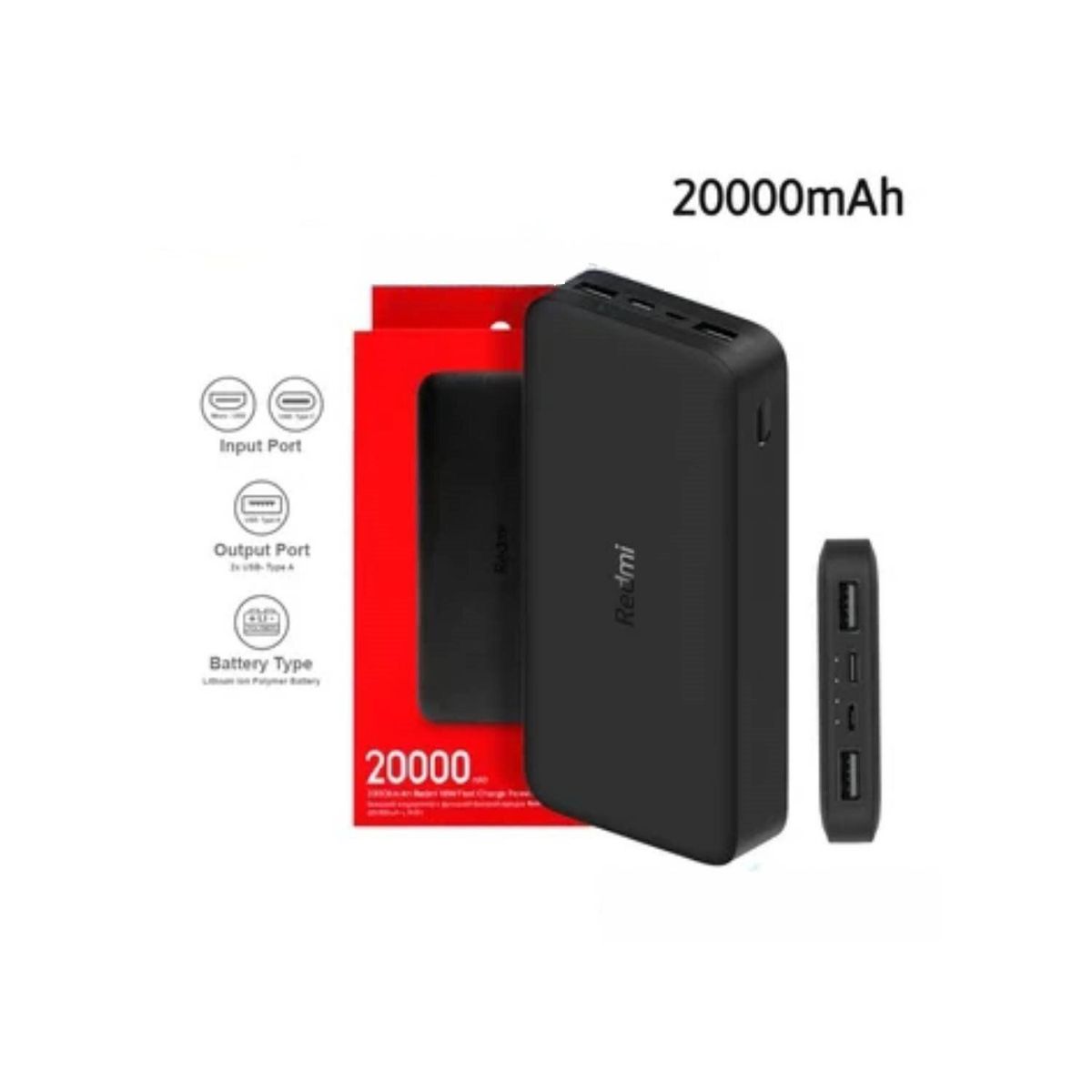 XIAOMI - Cargador Portátil Original Xiaomi Redmi Power Bank 20000 Mah