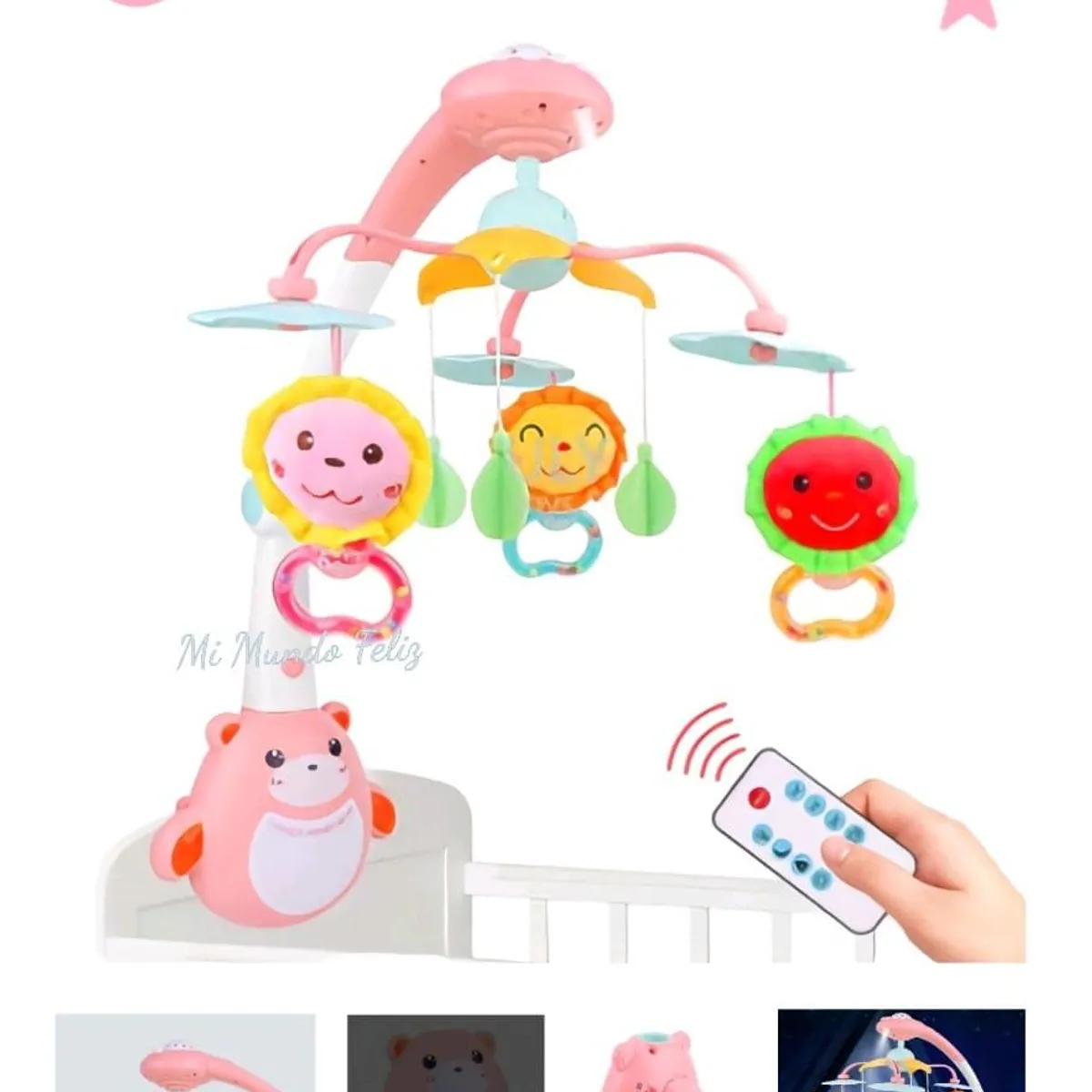 IDEAL - Movil Musical Poyector con 60 melodias para bebe Rosa