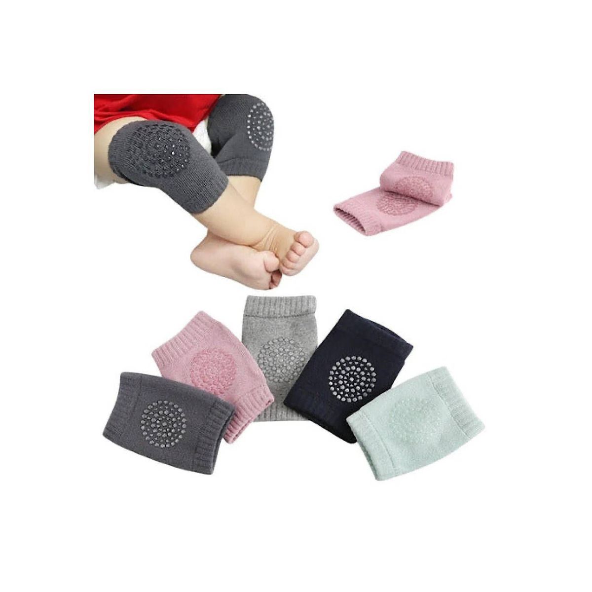 GENERICO - Pack 2 Pares de Rodilleras Antideslizantes Bebé para Gateo