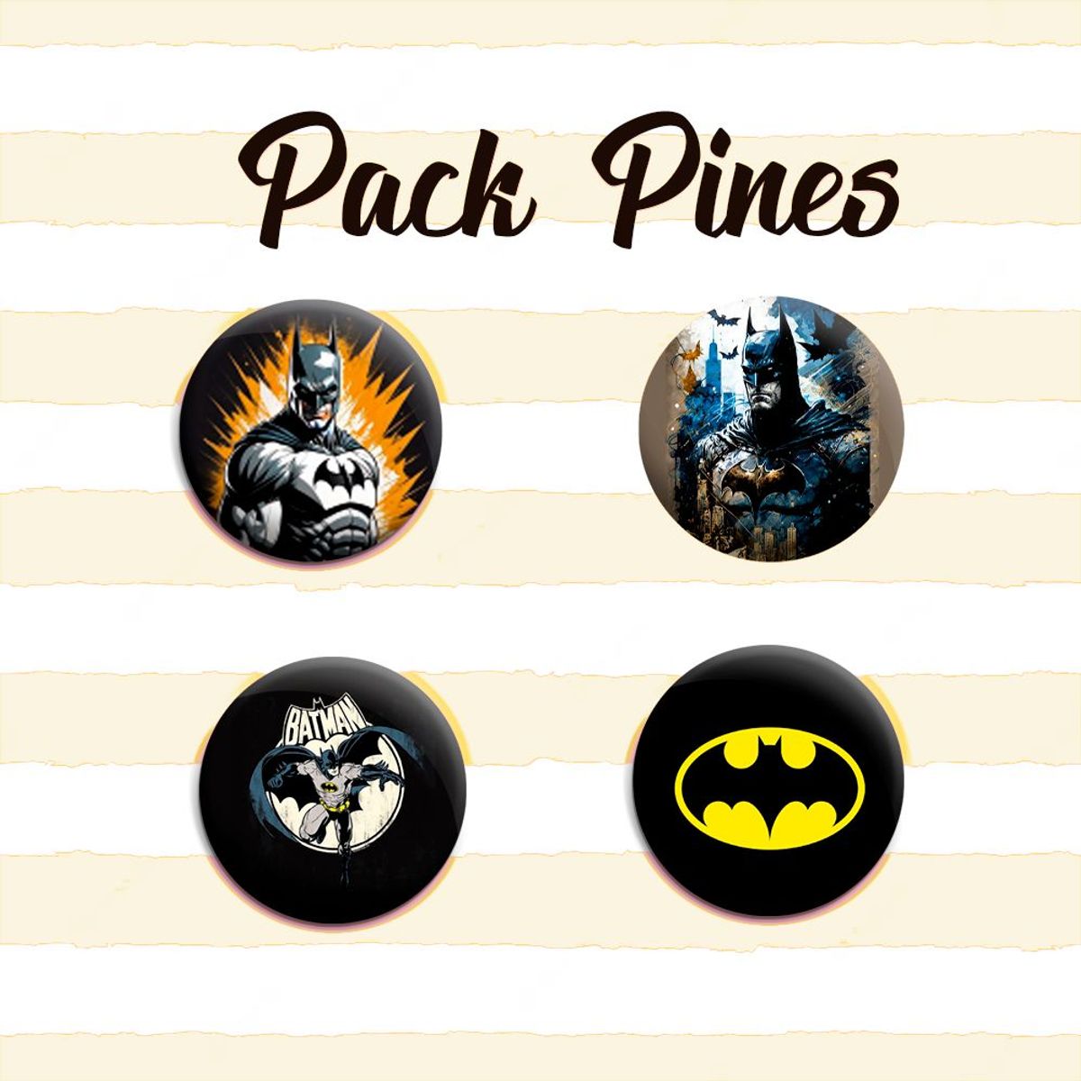 GENERICO - Pack de pines x4 unidades Batman