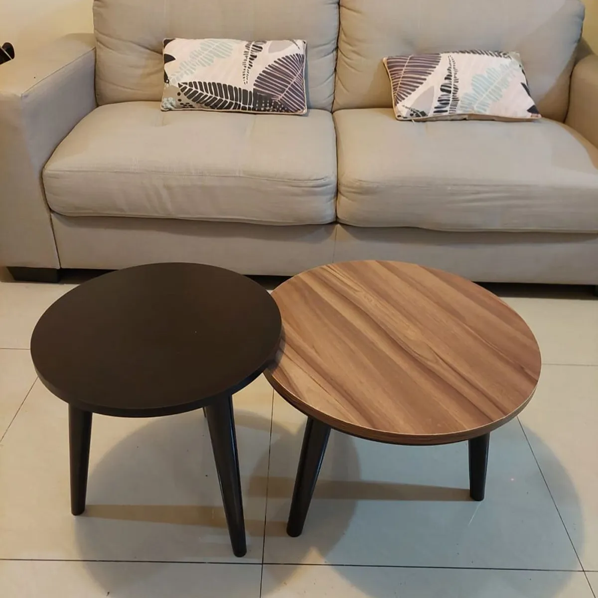 GENERICO - Mesa de centro estilo nido circular color negro y marrón