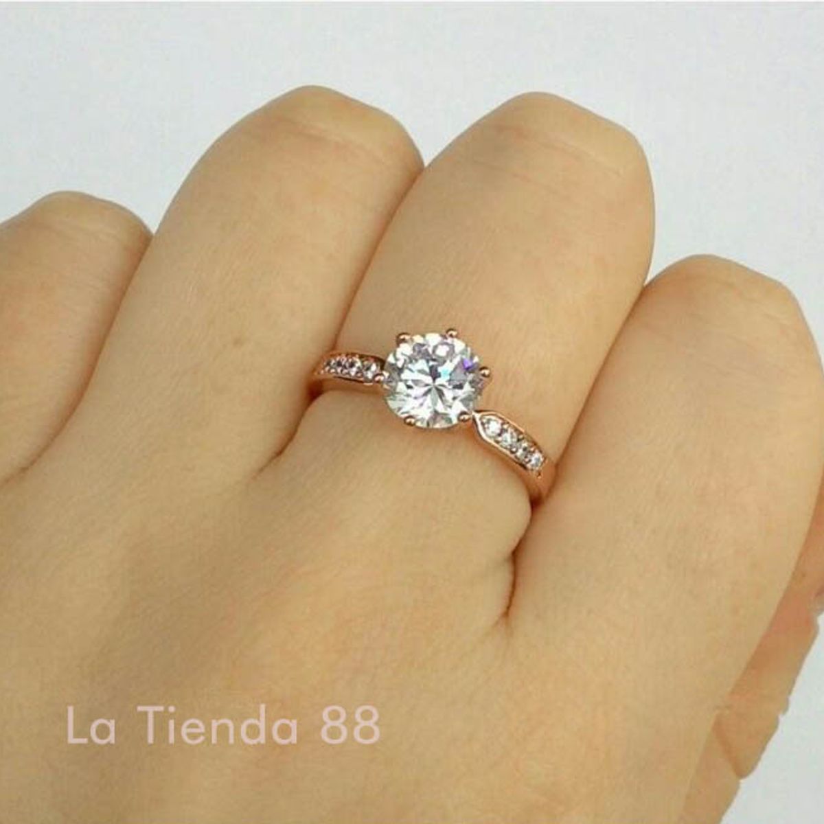LA TIENDA 88 JOYAS Y ACCESORIOS - La Tienda 88 - Anillo De Compromiso Mujer Bañado en Oro de 18k - Rosa