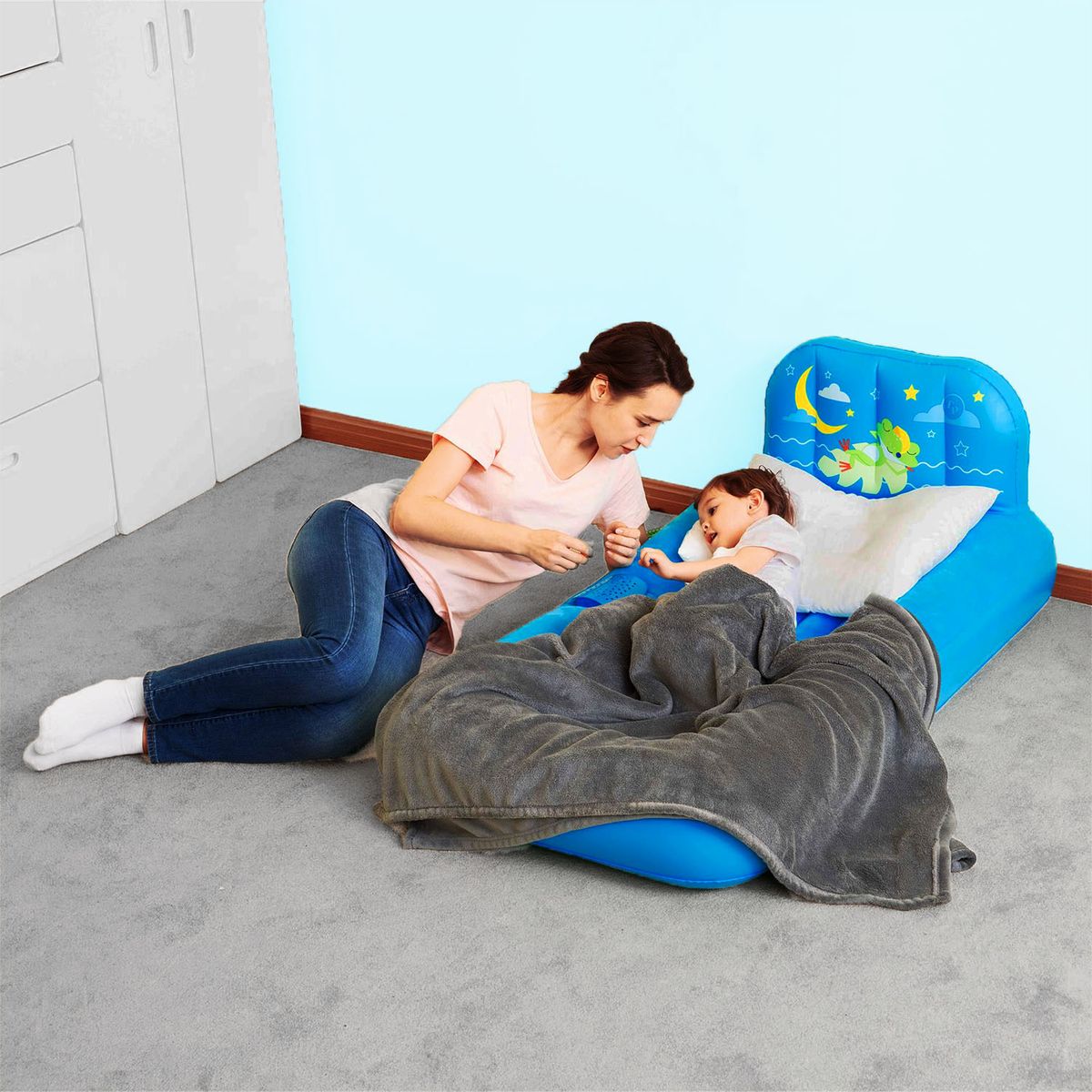 BESTWAY - Cama Inflable Niños Proyección Luces Diversión