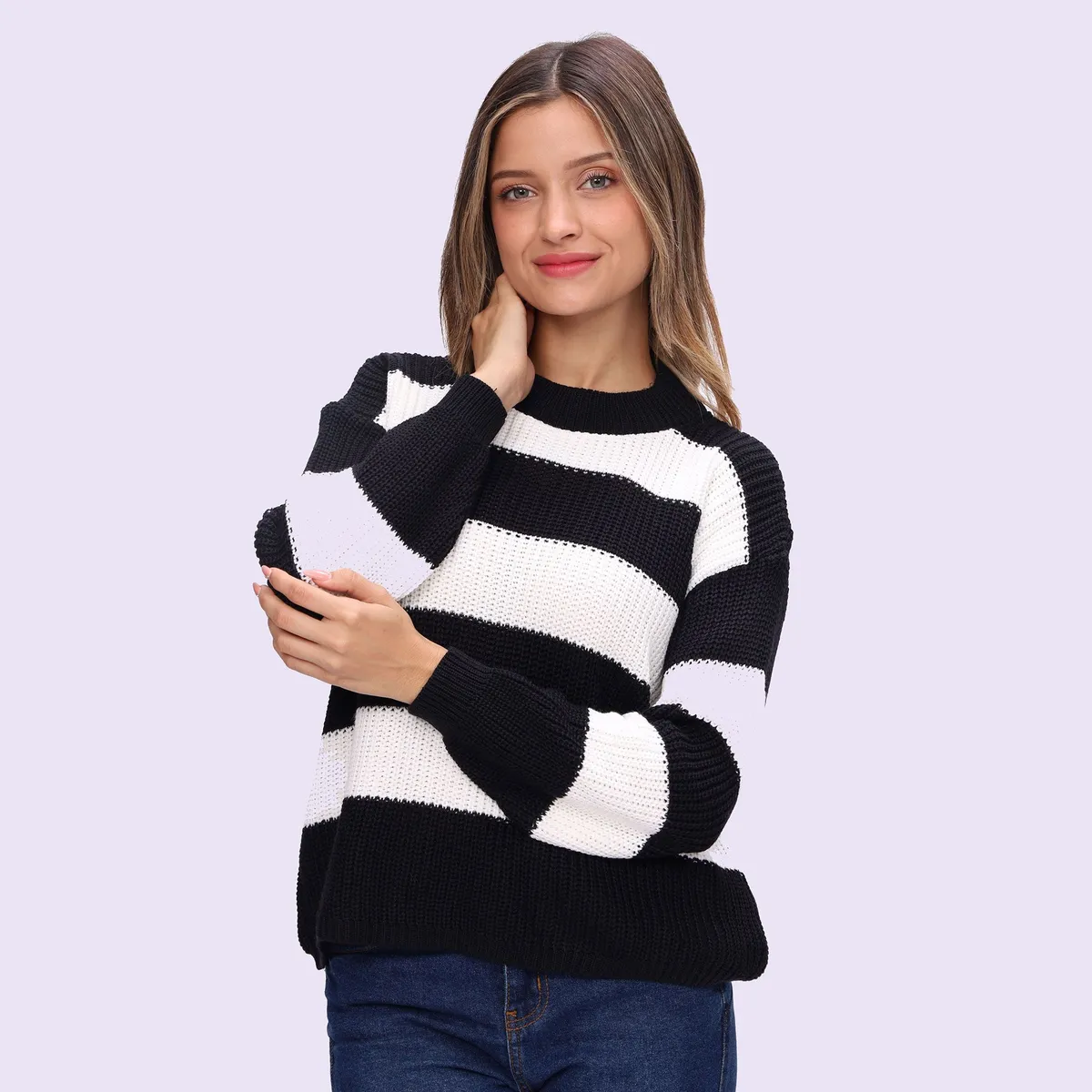 GENERICO - chompa rayas negro con blanco