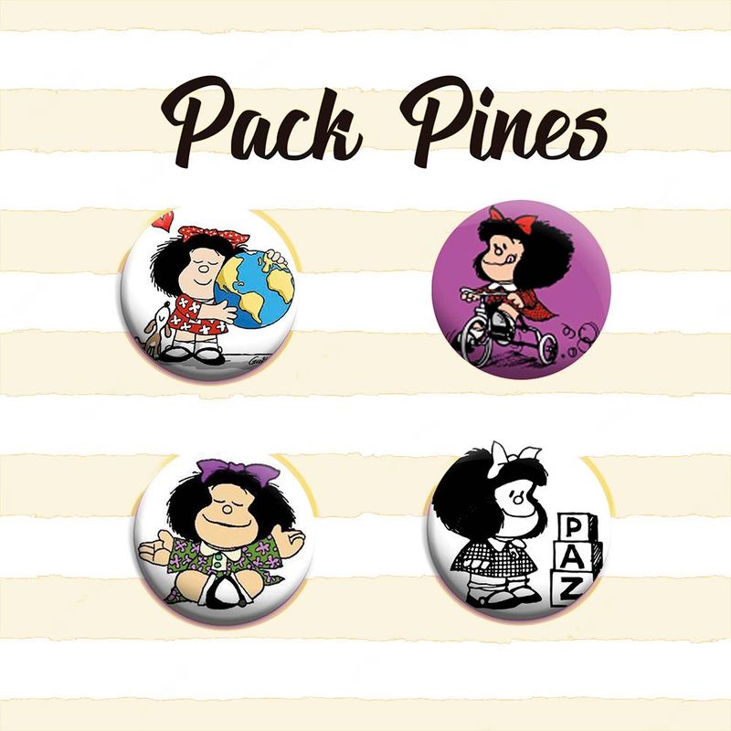 GENERICO - Pack de pines x4 unidades Mafalda