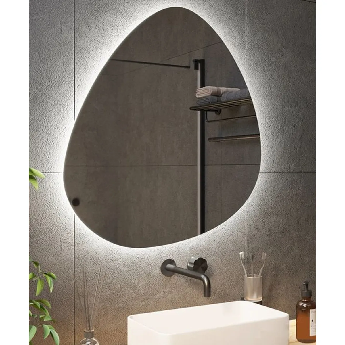 GENERICO - Espejo Curvo Táctil Con Iluminación Led 70 x 85cm