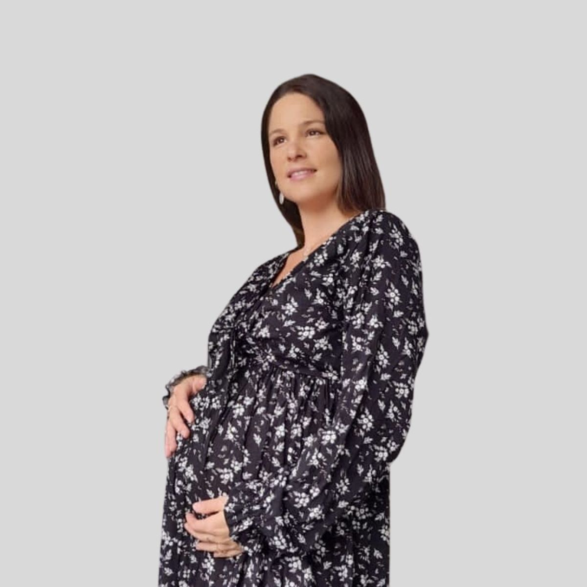 GENERICO - Vestidos Maternal  Lazo, Sistema Lactancia BCxy Lenceria,FloreadoNegro