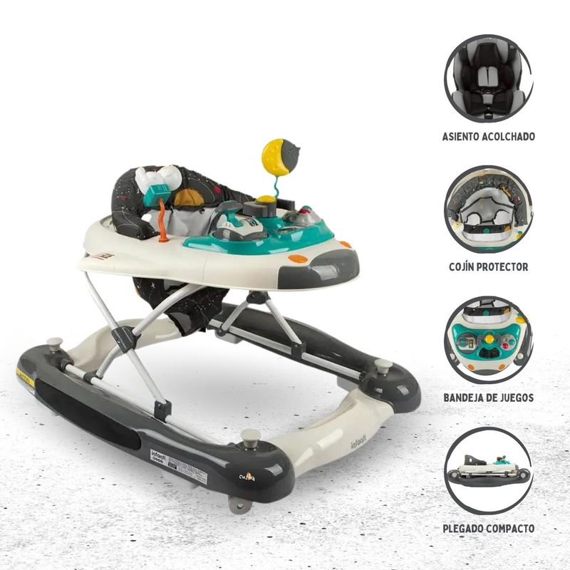 INFANTI - Andador Mecedora Para Bebés »NAVE ESPACIAL» Gray