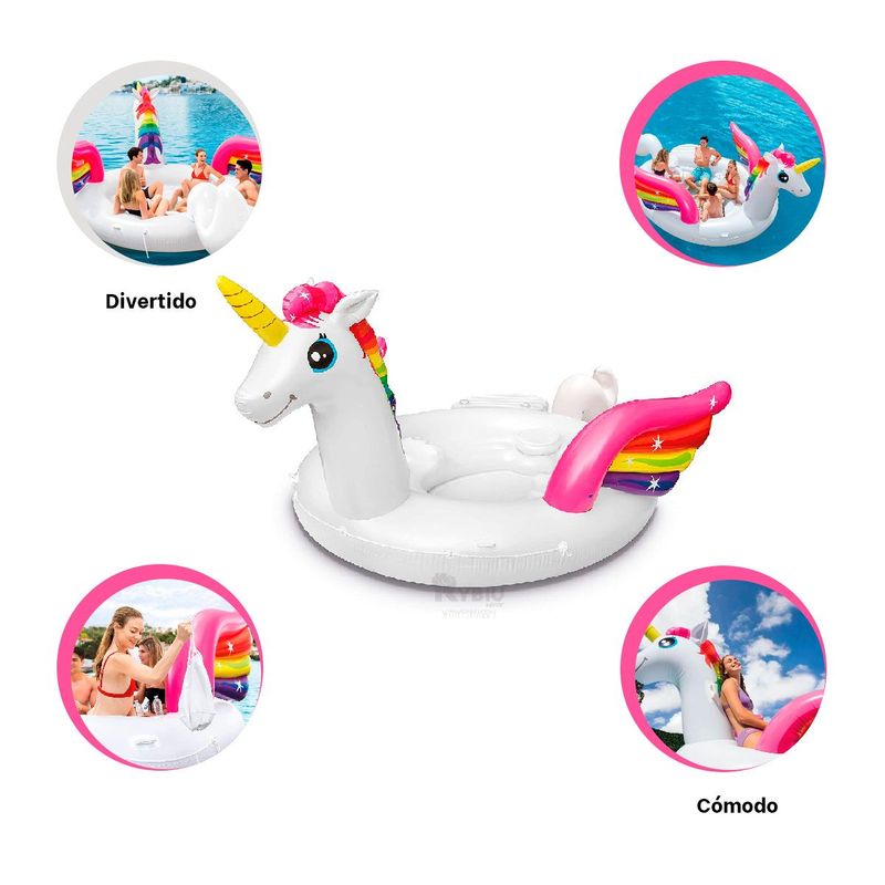 GENERICO - Barca Unicornio Flotador para Piscina Multicolor