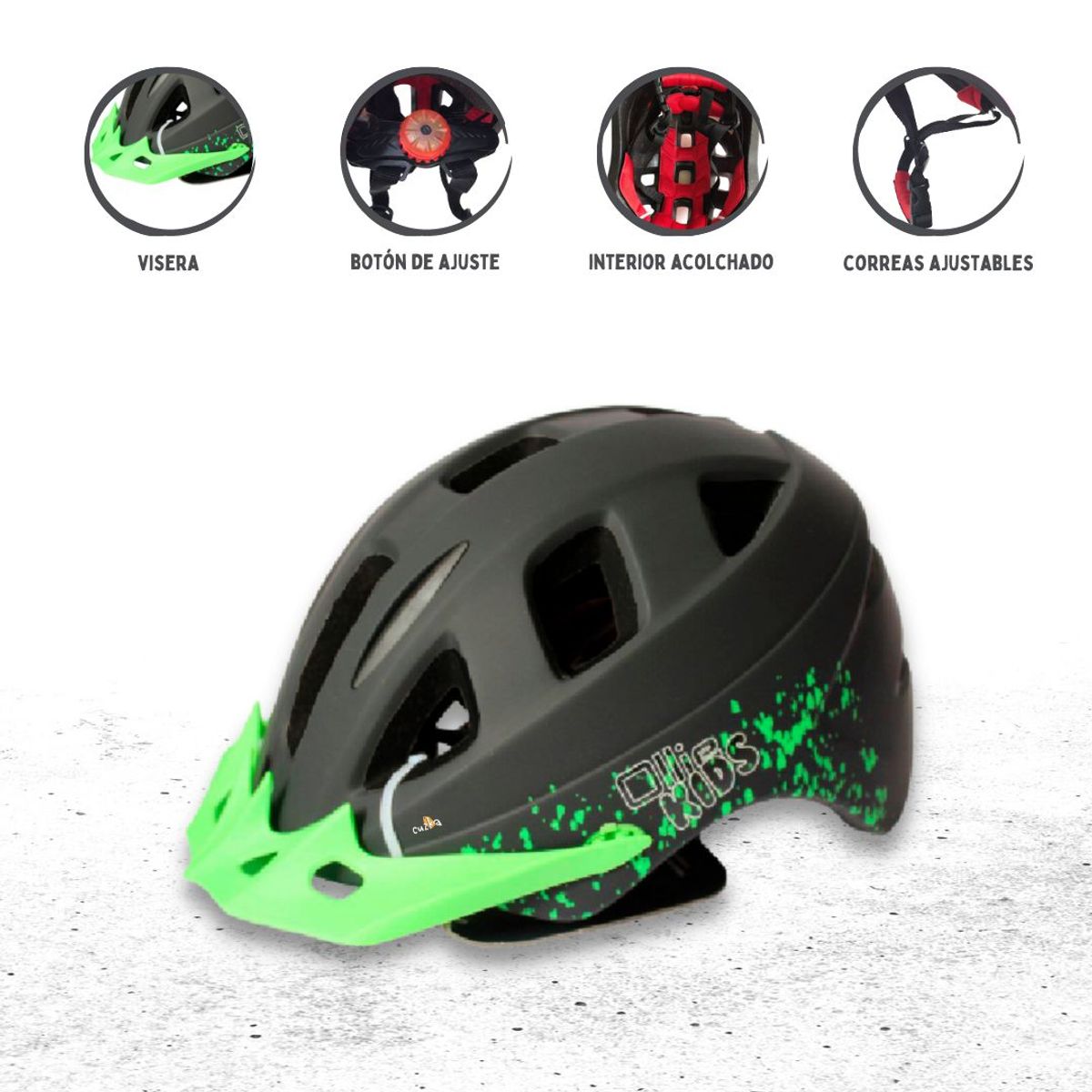 OLLIE - Casco Protector Regulable Para Niño »AERODINAMICO» Black