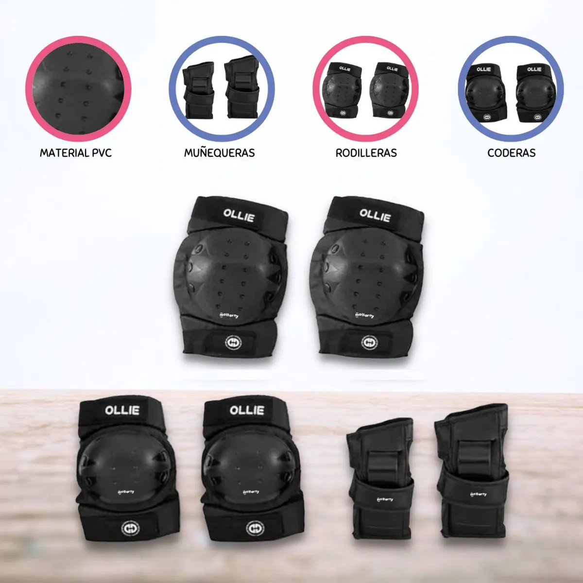 OLLIE - Set de Protección Para niños SET BLACK