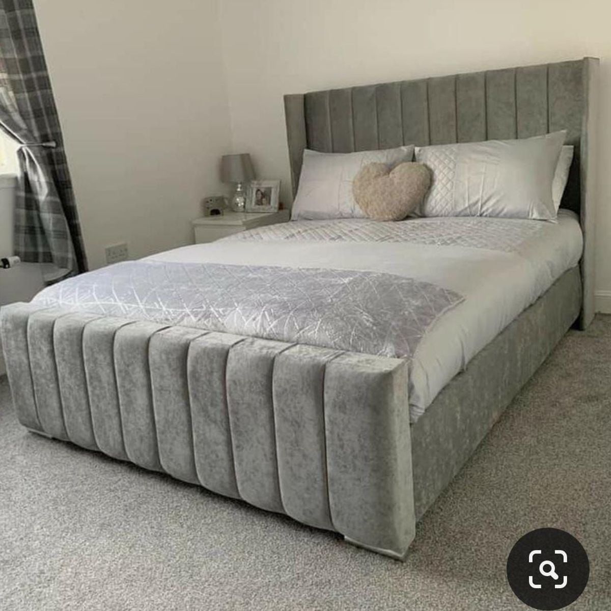 GENERICO - Cama Panel 2 Plazas - Gris Claro