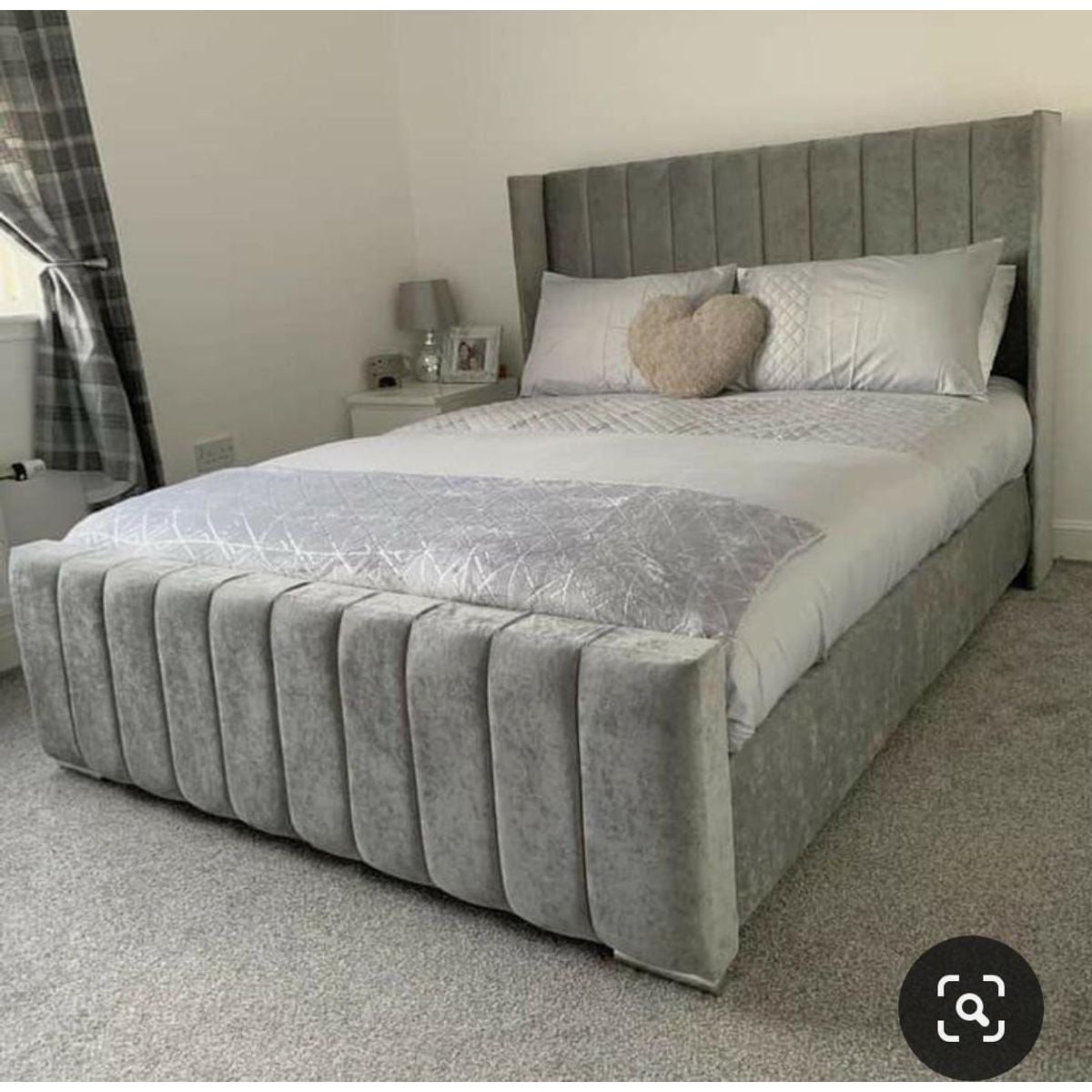 GENERICO - Cama Panel 2 Plazas - Gris Claro