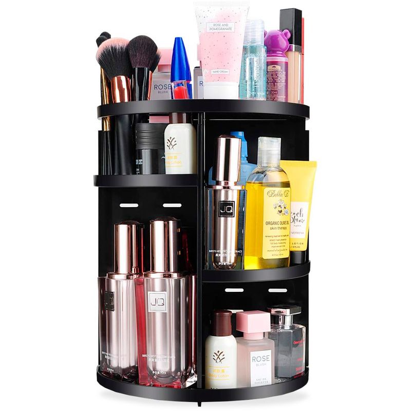 MINARI - Organizador de Cosméticos Exhibidor Giratorio Ajustable Negro 304M