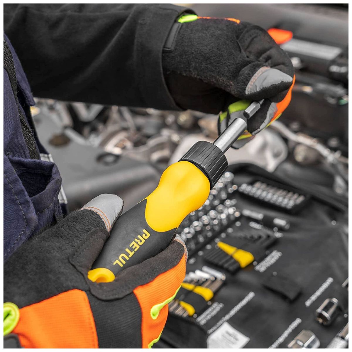 PRETUL - Combo pelacables ponchador, desarmador con 6 puntas, probador de fase,