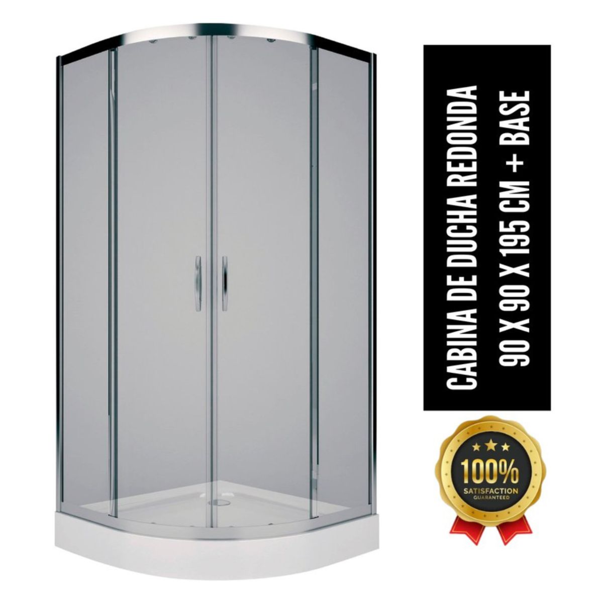 GENERICO - Cabina de Ducha XM Redonda Gris con Base