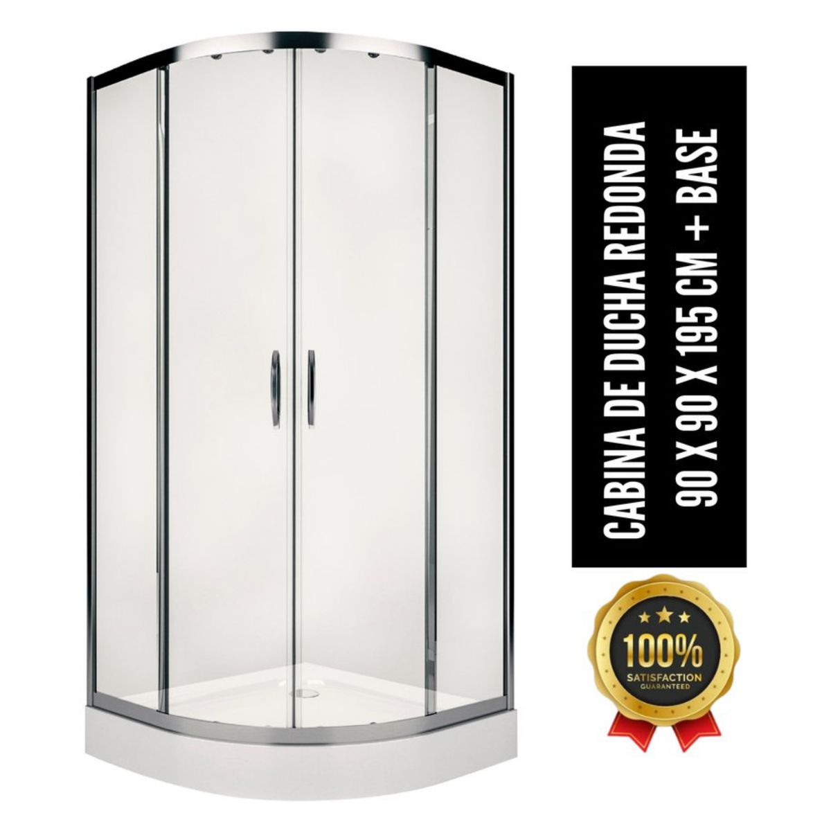 GENERICO - Cabina de Ducha XM Translúcido Redonda con Base