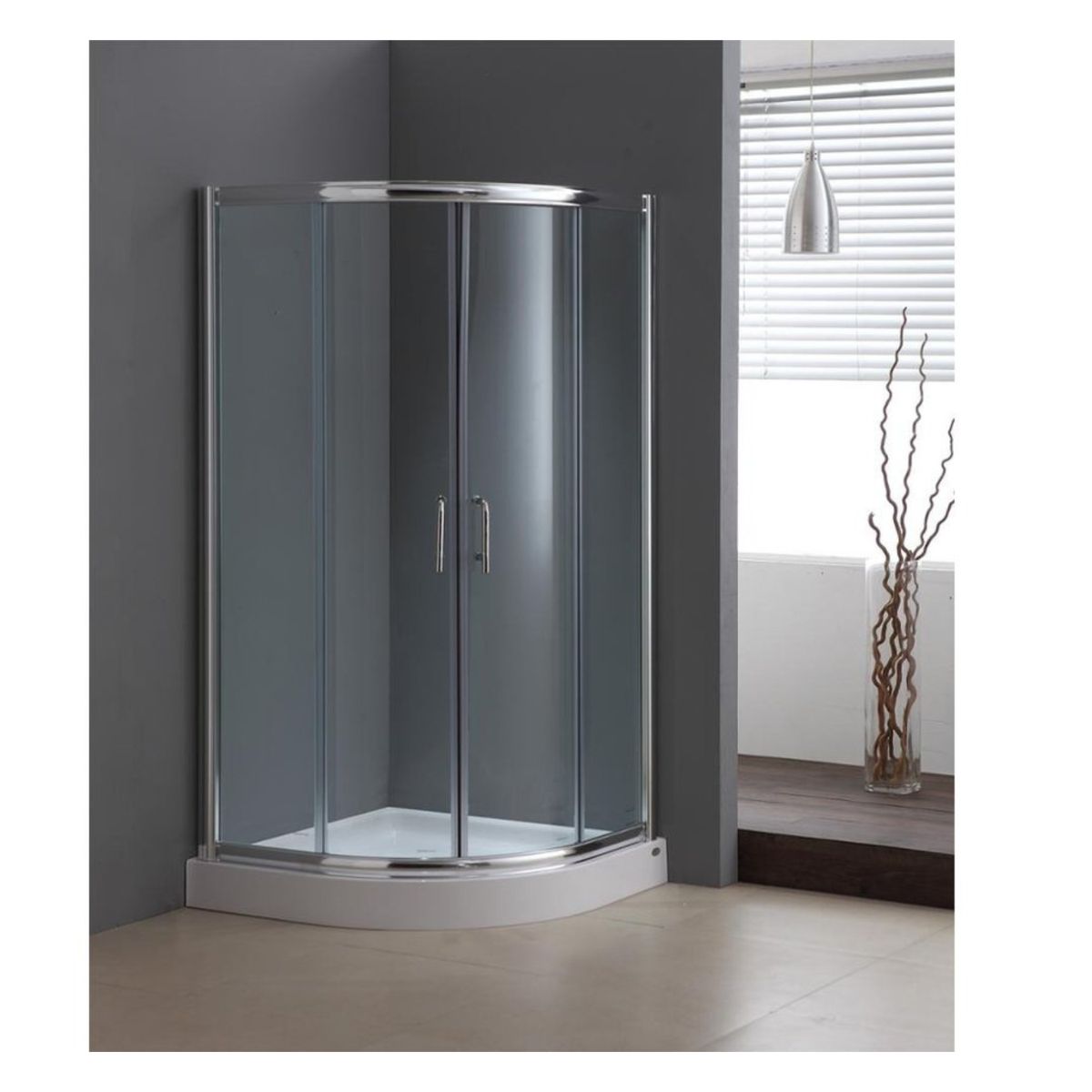 GENERICO - Cabina de Ducha XM Translúcido Redonda con Base