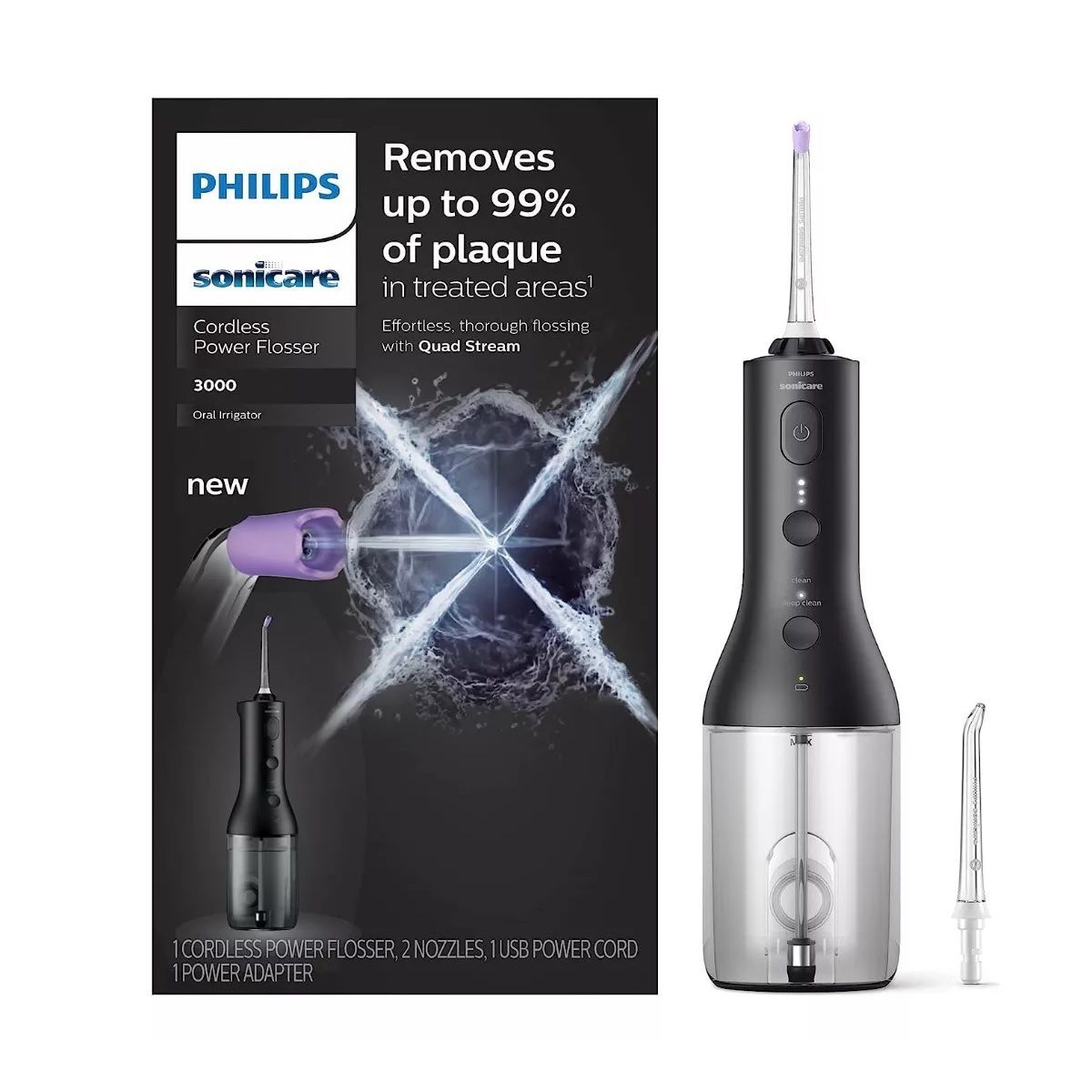 PHILIPS - Hilo Dental Eléctrico Philips Inalambrico Con 2 Boquillas