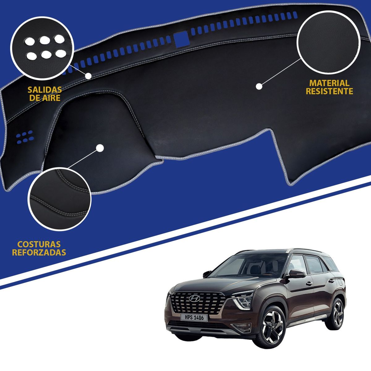 TECGO - PROTECTOR CUBRE TAPETE TABLERO TIPO HYUNDAI CRETA 2020