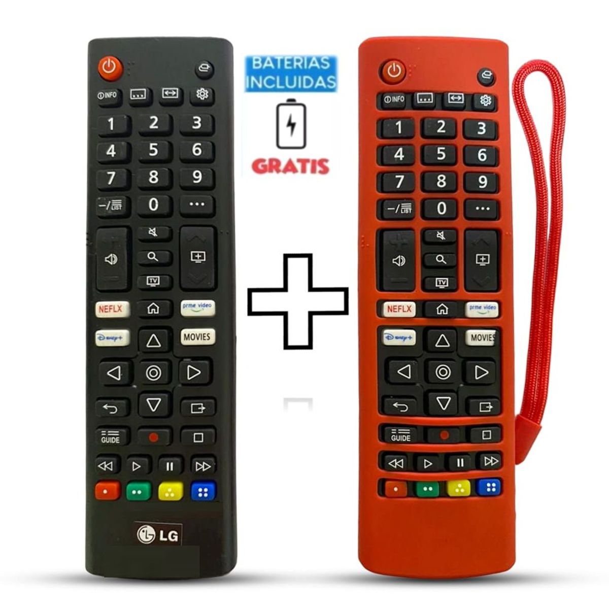 GENERICO - Control Remoto Generico LG  tecla Disney + Funda Roja