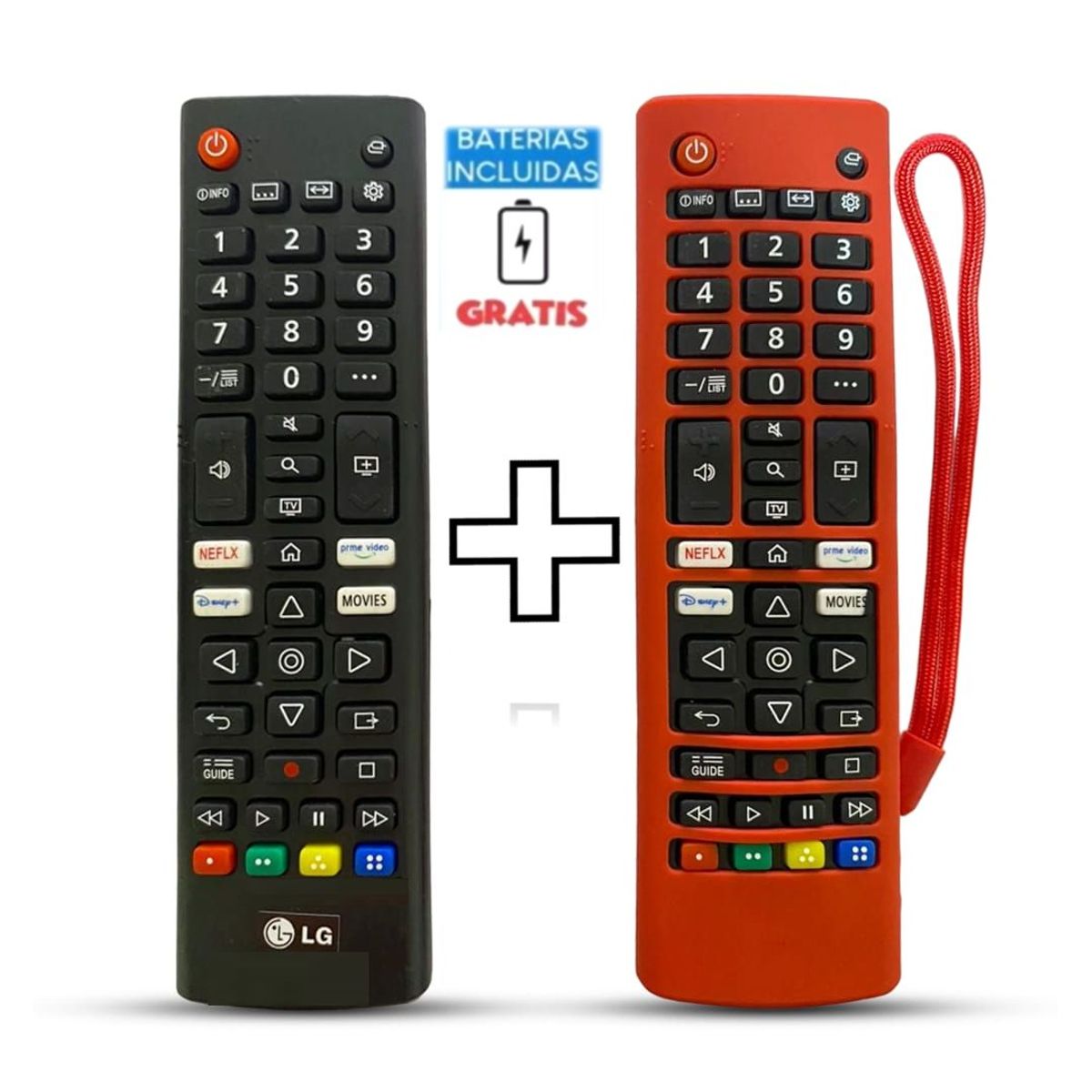 GENERICO - Control Remoto Generico LG  tecla Disney + Funda Roja