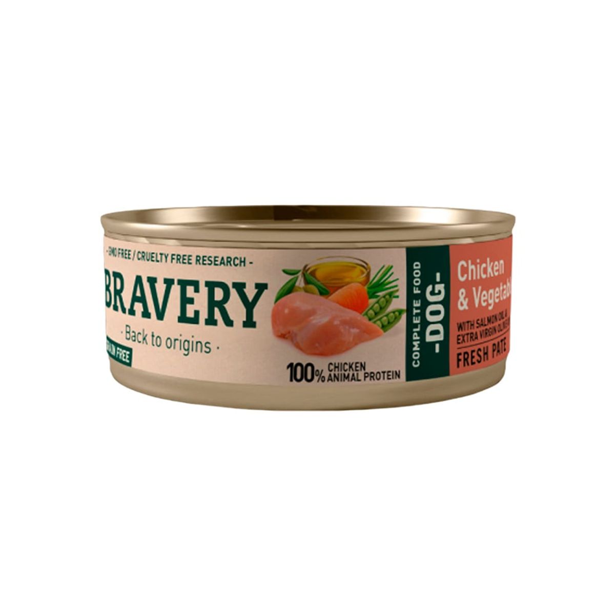 BRAVERY - Comida De Perro Adulto Bravery Pollo Y Verduras 80 Gr 6 Un