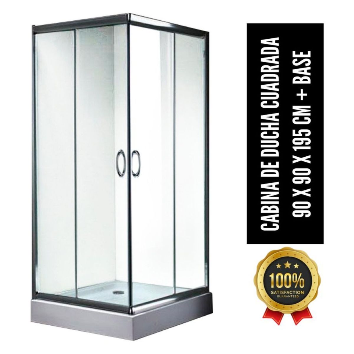 GENERICO - Cabina de Ducha XM Cuadrado Translúcido con Base